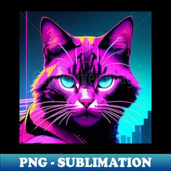 synthwave cat - trendy sublimation digital download - perfect for sublimation mastery