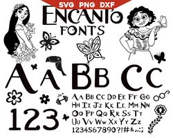 encanto alphabet svg, disney numbers letters encanto svg, encanto font alphabet svg, numbers letters svg