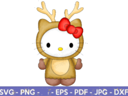 kawaii kitty hand drawn watercolor clipart set, christmas, cute cartoon, anime clipart, png, cats clipart