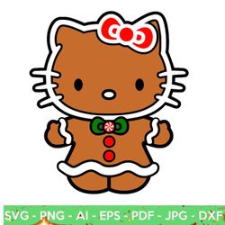 gingerbread cookie christmas hello-kitty svg png for cricut