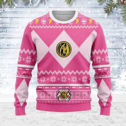 ugly christmas sweater pink power ranger for men women