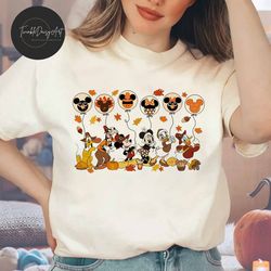 mickey and friends thanksgiving balloons shirt, disney thanksgiving fall shirt, autumn mickey minnie ear, thanksgiving v