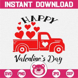 happy valentine's day vintage truck svg png files for cutting machines, digital clipart, hearts, be mine