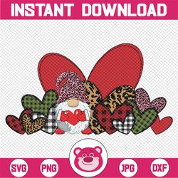 download christmas valentine gnomes plaid leopard love heart nordic clipart png sublimation design digital