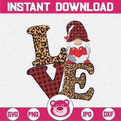 valentine love png leopard buffalo plaid gnome heart valentines day sublimation shirt design digital download file print