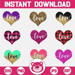 valentine's day png, plaid heart png, valentines day clipart, leopard heart , love files for sublimations
