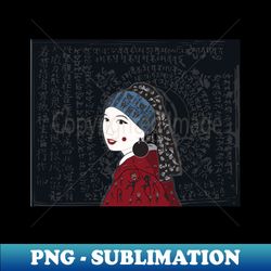 girl with one earring mystery - png transparent digital download file for sublimation - stunning sublimation graphics