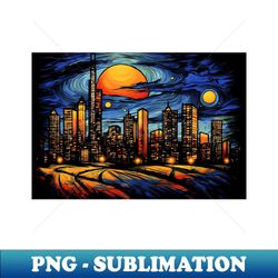 oklahoma city skyline celestial symphony 3d starry cityscape - unique sublimation png download - stunning sublimation graphics