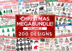 christmas mega bundle volume 2, 200 designs, heather roberts art bundle, christmas svg, winter svg, holidays, cut files