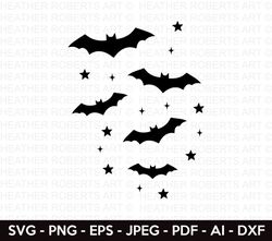 bats and stars svg, halloween svg, halloween decors svg, halloween bat svg, halloween design svg, halloween vibes, cut f