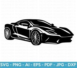 sports car svg, sports car silhouette, luxury car svg, racing car svg, sports car clipart, cut files for cricut, silhoue