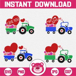 valentine construction bundle, excavator, crane, dump truck - digital file for t-shirts, cards, scrapbooking - svg, jpg,