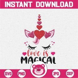 love is magical unicorn png file, unicorn hearts png file, valentine unicorn, cricut, silhouette, glowforge png sublimat