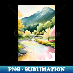 watercolor mountain landscape - impressionism and chinese painting - special edition sublimation png file - fashionable and fearless