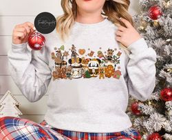 disney gingerbread christmas coffee sweatshirt, mickey and friends christmas shirt, christmas coffee sweater, gingerbrea