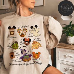 disney halloween favorite things shirt, mickey minnie ghost halloween pumpkin, halloween snacks drinks, disney family ha