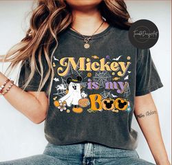 Mickey is my Boo Halloween Shirt, Vintage Mickey Ghost Halloween shirt, Mickeys Not so Scary Halloween party shirt, WDW