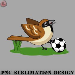 football png cute cartoon sparrow playing soccer