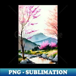 watercolor mountain landscape - impressionism and chinese painting - creative sublimation png download - create with confidence