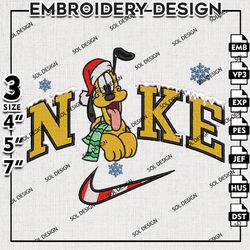nikey santa pluto embroidery files, merry christmas embroidery design, christmas disney machine embroidery design