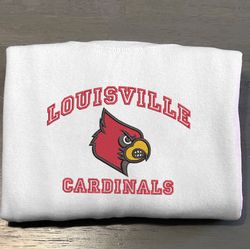 ncaa embroidered sweatshirt, louisville cardinals embroidered crewneck, inspired embroidered sport hoodie, unisex tshirt