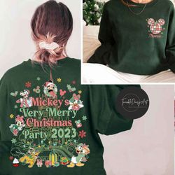two-sided disney christmas castle ball shirt, mickey and friends very merry christmas party 2023, retro disney family ch
