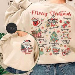 two-sided disney christmas shirt, mickey and friends very merry christmas party 2023, personalized disney family christm