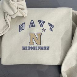 ncaa embroidered sweatshirt, navy midshipmen embroidered crewneck, inspired embroidered sport hoodie, unisex tshirt