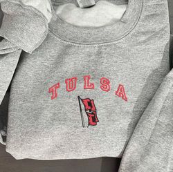 ncaa embroidered sweatshirt, tulsa golden hurrican embroidered crewneck, inspired embroidered sport hoodie, unisex tshir