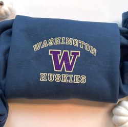 ncaa embroidered sweatshirt, washington huskies embroidered crewneck, inspired embroidered sport hoodie