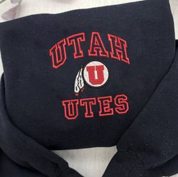 ncaa embroidered sweatshirt, utah utes embroidered crewneck, inspired embroidered sport hoodie,unisex tshirt