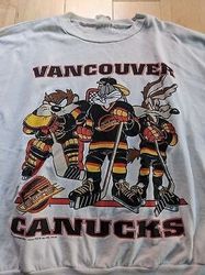 vintage 90s vancouver canucks looney tunes shirt, nhl shirt, sport tee