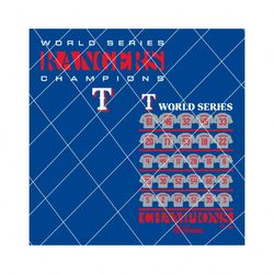 texas rangers 2023 world series champions jersey roster svg