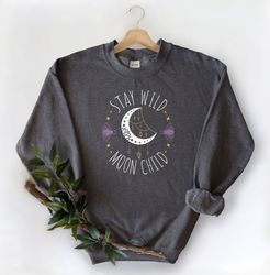 stay wild moon child sweatshirt, moon sweatshirt, gift for moon lover, sun and moon sweatshirt, cute moon sweatshirt, wo