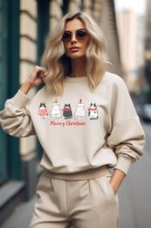 christmas cat tree sweatshirt, cat lover gift, meowy christmas hoodie, christmas gift for cat mom, cat lover sweatshirt,