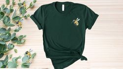 pocket cute bee shirt, watercolor bee  shirt, natural bee shirt, natural honey bee, protect nature bee, save the animal,