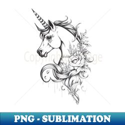 unicorn fantasy wild animal illustration art tattoo - premium png sublimation file - vibrant and eye-catching typography