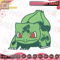 bulbasaur embroidery design, pokemon embroidery design, anime embroidery file, machine embroidery designs