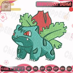 ivysaur embroidery design, pokemon embroidery design, bulbasaur anime embroidery design, machine embroidery designs