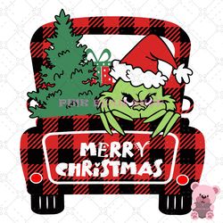 plated grinch christmas truck svg -pink bear shop