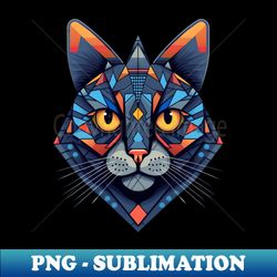 geometric cat - retro png sublimation digital download - instantly transform your sublimation projects
