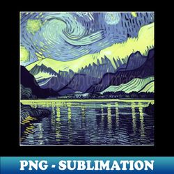 fiordland national park in van goghs style - sublimation-ready png file - transform your sublimation creations