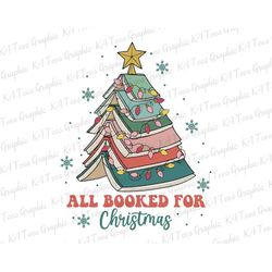 all booked for christmas png, christmas book tree png, bookworm christmas png, book lover christmas png, christmas light