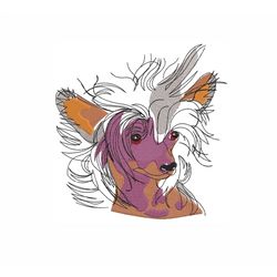 dog machine embroidery design. 4 sizes. chinese crested dog embroidery design