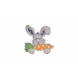 easter bunny with carrot machine embroidery design. 3 sizes. easter embroidery design