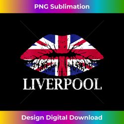 Womens Liverpool England British Flag Lips V-Neck - Classic Sublimation PNG File - Customize with Flair