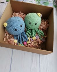 crocheted jellyfish amigurumi - 2 toys, gift for children, gift for mom, gift for newborn