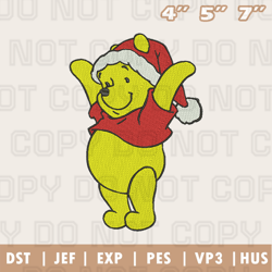 winnie the pooh christmas embroidery machine design, christmas embroidery design, instant download