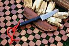 custom handmade damascus steel hunting skinner knife black micarta handle gift for him groomsmen gift wedding anniversar