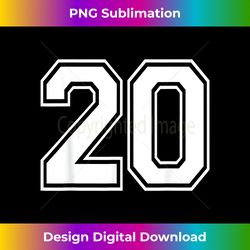 number twenty #20 front and back sports team uniform - chic sublimation digital download - enhance your art with a dash of spice